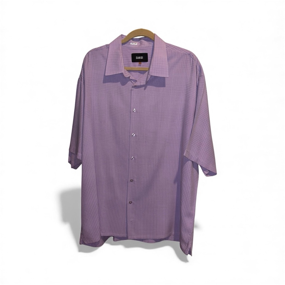 Sangi Men's Casual Purple Button-Down Shirt